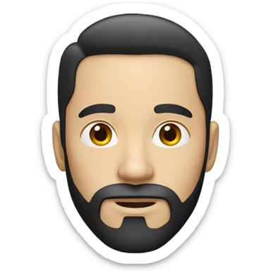 white Man with circle beard and short black hair sticker