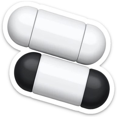 Minimalistic futuristic white&black pills pack emoji, black and white, flat vector design, high-tech clean UI icon sticker