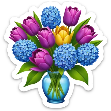 tulip, hyacinth and hydrangeas boquet sticker