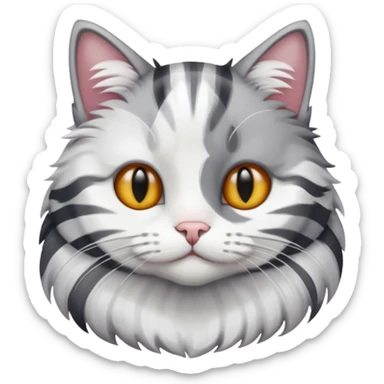 gato con rayas blancas y grises, distintos tonos  sticker