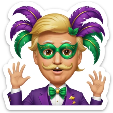 Donald trump dancing at Mardi Gras with a large moustache  sticker