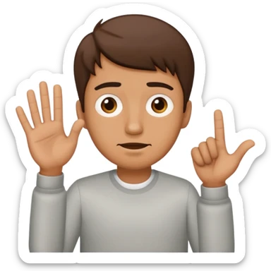 Confused guy with a 6 above his left hand and a 7 above his right hand sticker