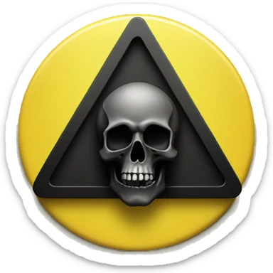 Black skull sign in the middle of a yellow triangle sticker