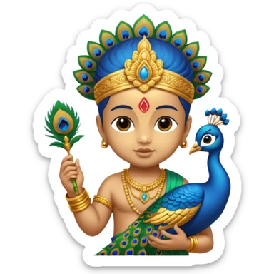 Cute baby murugan with vel and peacock  sticker