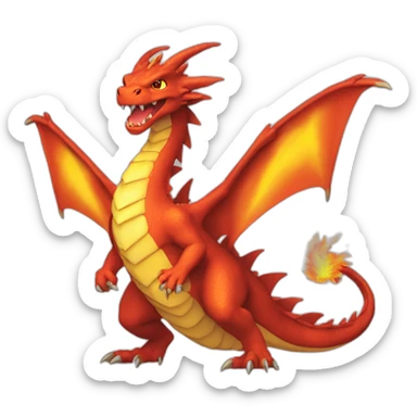 dragon de feu rouge Pokémon dracofeu gros queue en feu sticker
