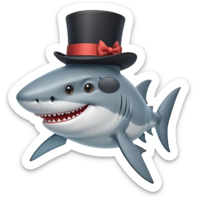 shark with tophat and a mustache sticker