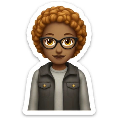 girl with lights skin black glasses grey eyes and light brown a littlebit ginger hair  sticker