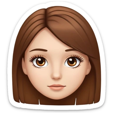 Girl with lashes and brown straight hair sticker