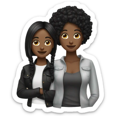 3 girls friends  with all black hair  sticker