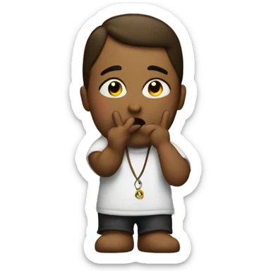 Blowing a kiss holding the peace sign sticker