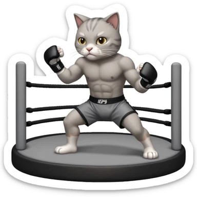 cat doing MMA fighting sticker