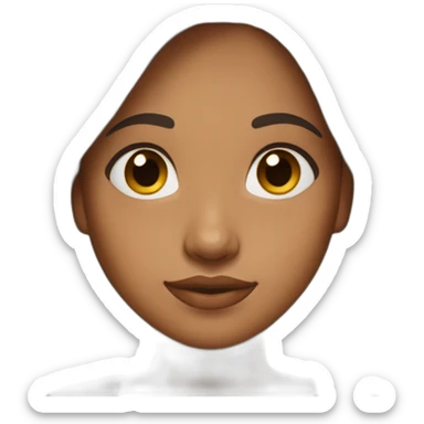 brown girl straight back hair, with amber eyes and long dark hair with light brown skin sticker