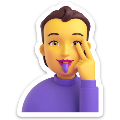 yellow face placing an index finger over pursed lips while winking and nodding sticker