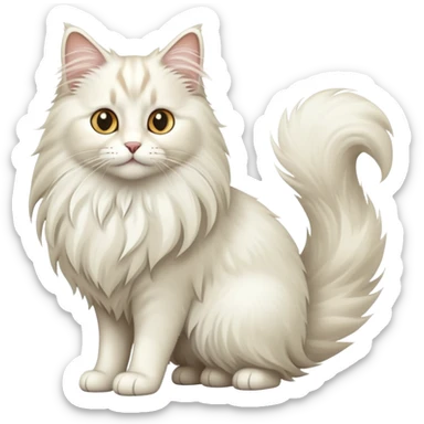White norwegian forest cat with long fluffy fur and bushy tail sticker