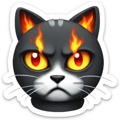 Pixel Angry Cat with Fire Eyes sticker