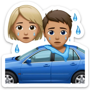 Crying next to Honda accord sticker