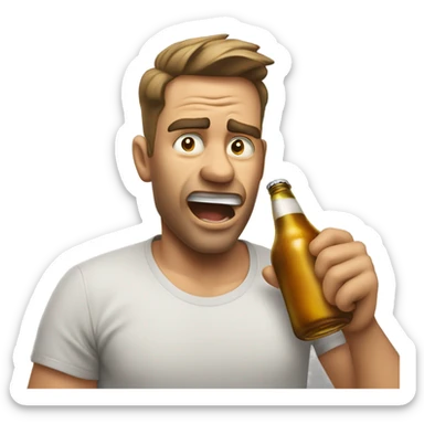 A man chugging beer angrily sticker