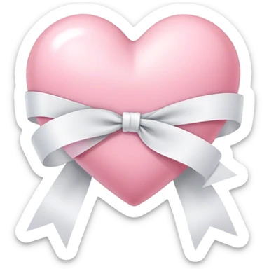 Baby pink heart with white ribbon sticker
