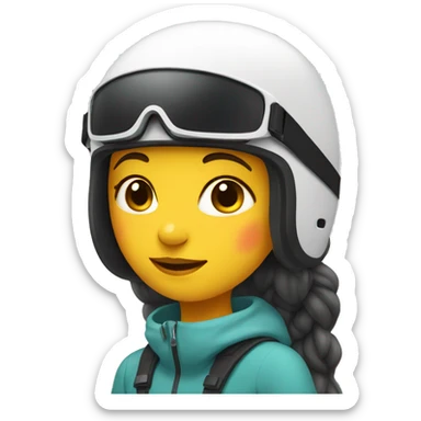 Girl with ski helmet sticker