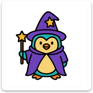 penguin wizard sticker