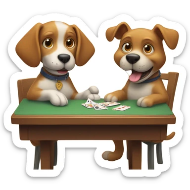 Dog and cat playing cards sticker