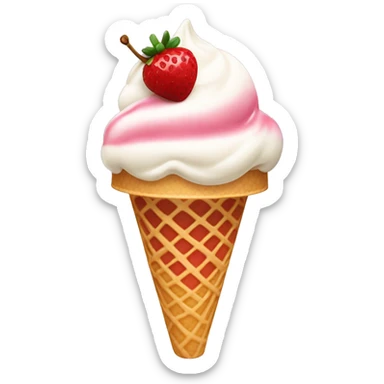 A strawberry and vanilla ice cream with a cherry on top sticker