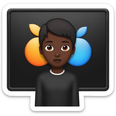 person silhouette standing in front of a screen with play icon sticker