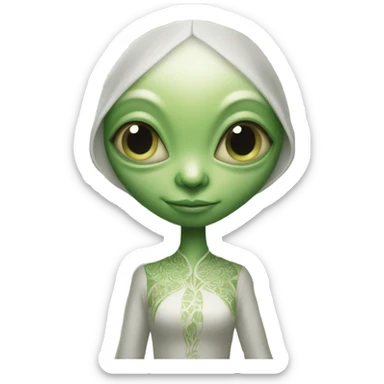 Photo realistic, alien female green,  on white china dragon infinite story sticker