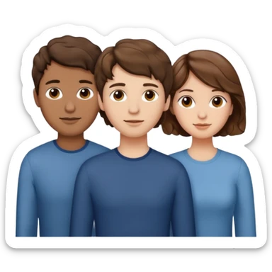 Throuple two women with short wavy brown hair, male with short brown hair sticker