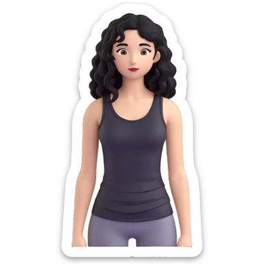 A girl with long, curly black hair wearing a thin black tank top is a K-pop idol. sticker