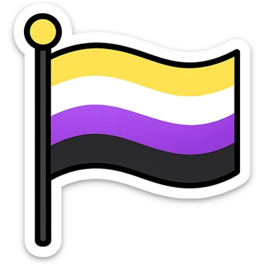 non-binary pride flag, glossy icon style, no text sticker