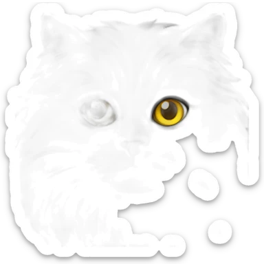 multicolored but mostly gray persian fluffycat with yellow eyes and she is stupid sticker