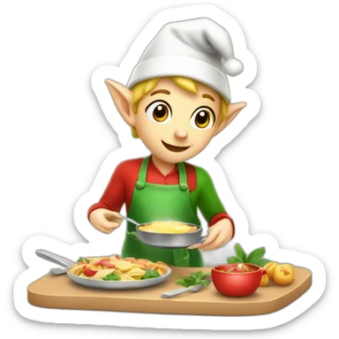 a cute christmas elf cooking lunch sticker
