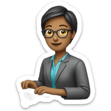 teacher working on a laptop sticker