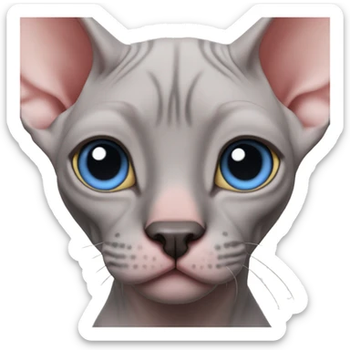Pink grey canadian sphynx cat blue eyes and black nose  sticker