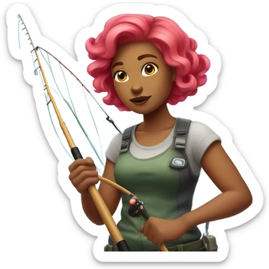 strawberry haired woman fishing sticker