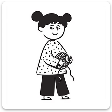 short chubby girl with a cat face sticker