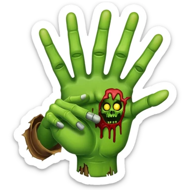zombie hand making the peace sign, fun emoji style sticker
