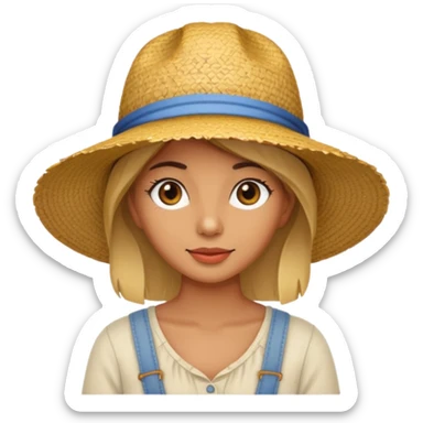 full body woman with straw hat sticker