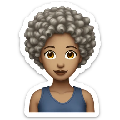 Short blue curly hair light skin toned girl with light brown eyes sticker