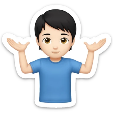Cute male chibi character with black hair opening arms for a hug sticker