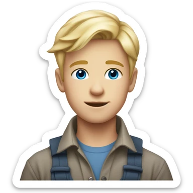 handsome farm boy  14 year old with blond hair and blue eyes sticker