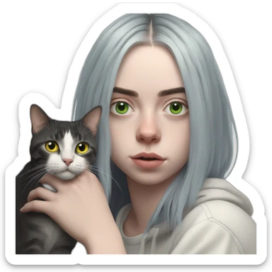 Billie Eilish with a cat sticker