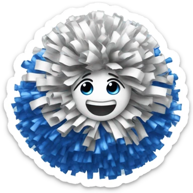 Cheerleading pom-poms, blue and silver sticker