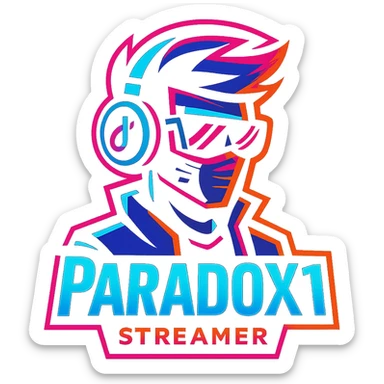 logo for TikTok streamer named ParadoX1, neon cyberpunk style, bold colors sticker