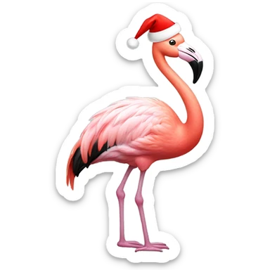 Flamingo wearing Santa hat sticker