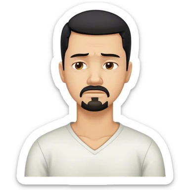 Man with black hair and goatee with neck bent over in pain sticker