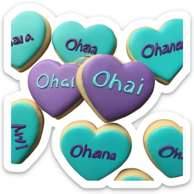 Teal purple Cookie heart with ohana sticker