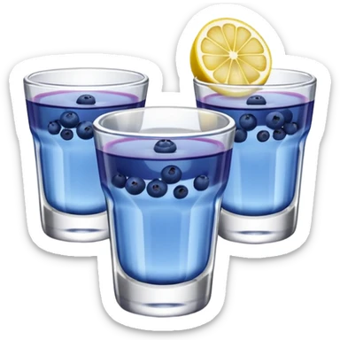 Four, shot glasses with blueberry lemon drop in them  sticker