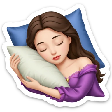 sleeping beauty brunette white girl with a silk pillow sticker